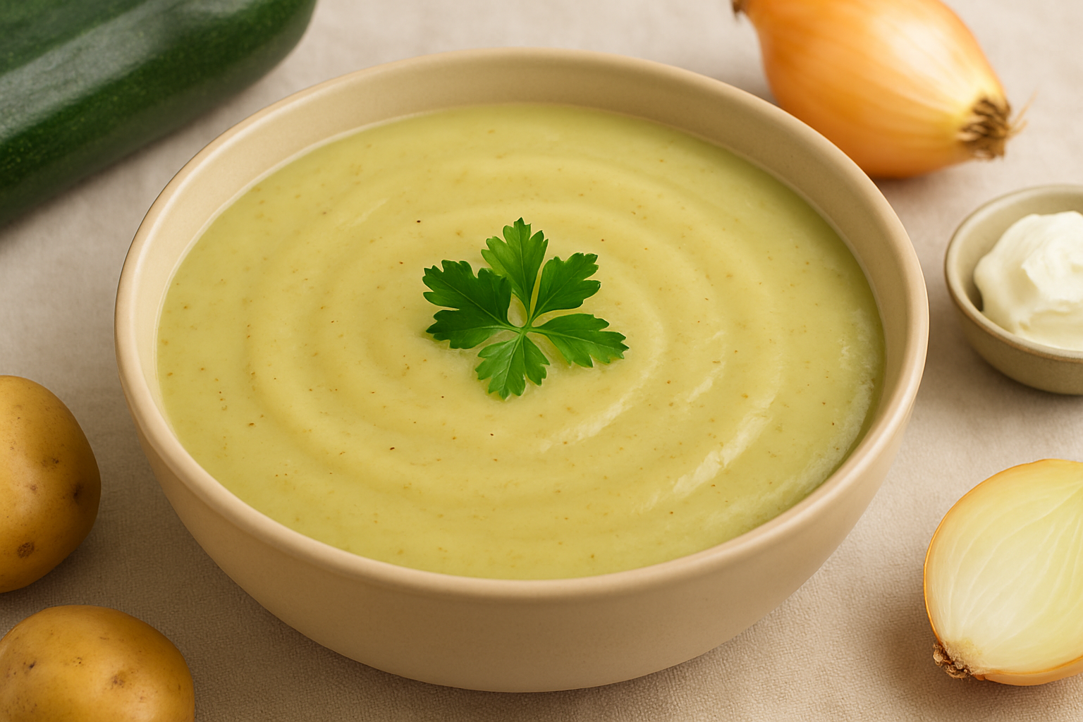 Crema de calabacín y patata sin nata baja en calorías